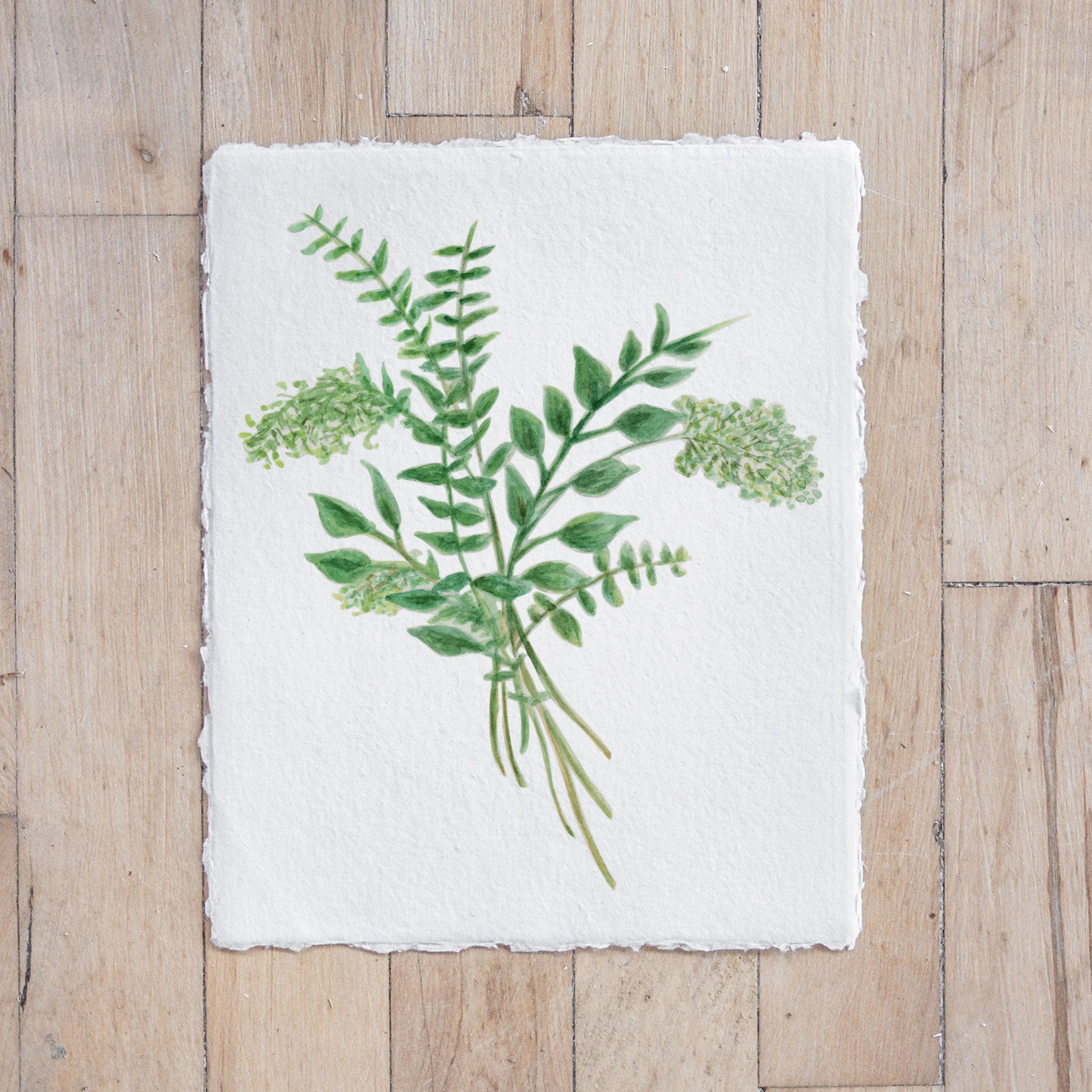 Calligraphy Print - Eucalyptus Bunch Watercolor - Vertical