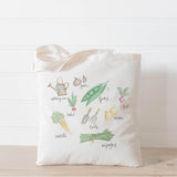 Vegetable Watercolor Tote Bag: Organic Cotton Market Bag