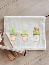 Cosmetic Bag - Cactus Watercolor, Handmade in USA, 100% Organic Cotton, Shop Small, Pencil Case, Bridesmaid Gift, Wedding Favor