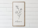 Wood Framed Sign - Thrive Wildflower - rustic home decor, gallery wall, housewarming gift, framed decor, farmhouse style, spring decor