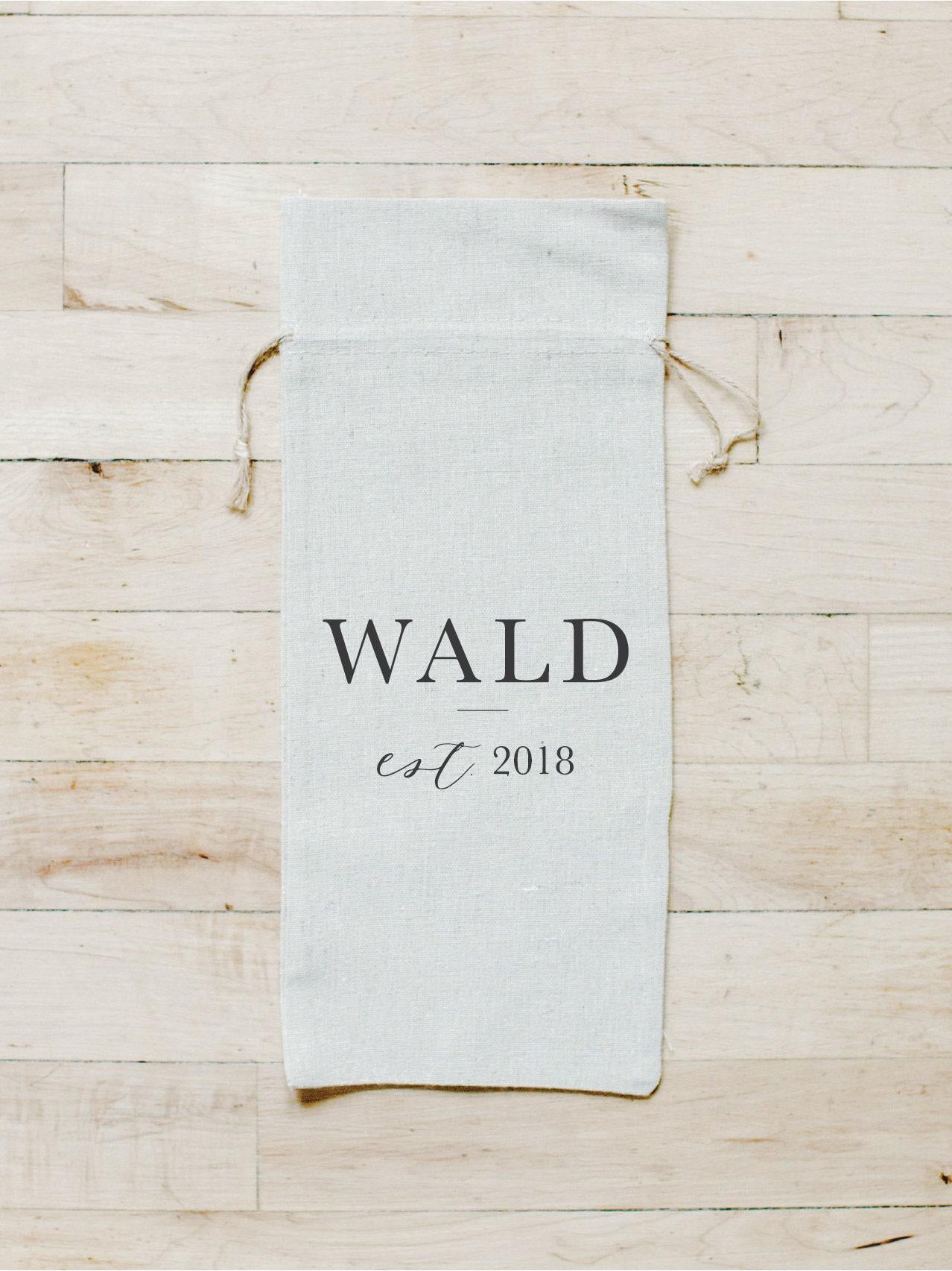 Personalized Wine Bags - Personalized Last Name With Line