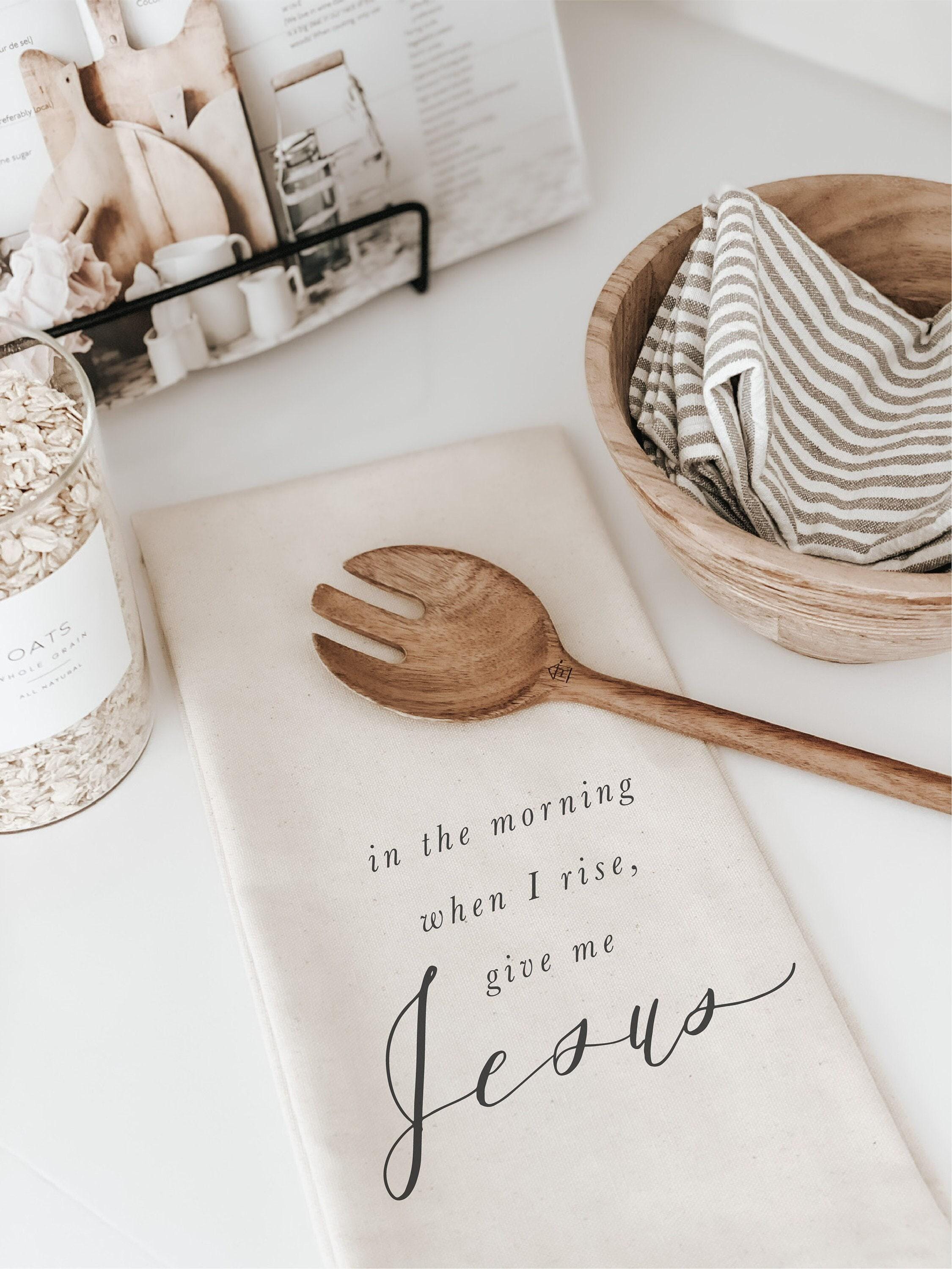 Give Me Jesus Kitchen Towel: Organic Cotton Calligraphy Decor