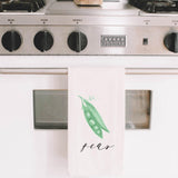 Peas Watercolor Tea Towel: Organic Cotton Kitchen Decor