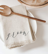 Bride and Groom Linen Napkins Set: Wedding Table Decor