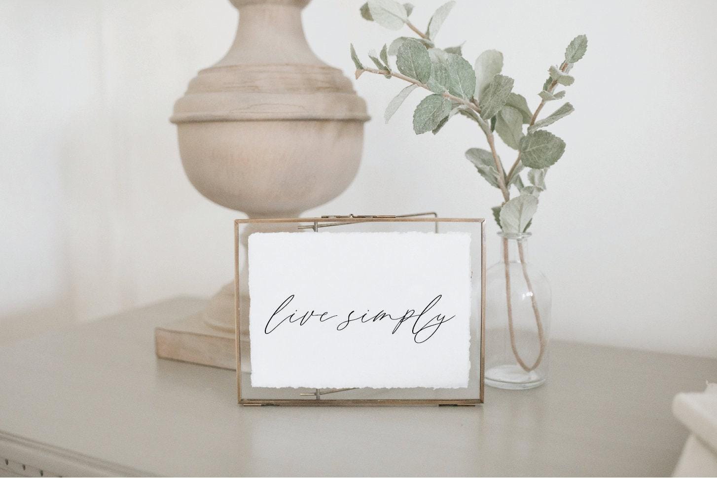 Calligraphy Print - Live Simply - Horizontal