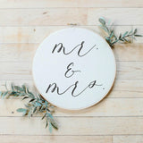 Mr & Mrs Faux Embroidery Hoop: Rustic Farmhouse Decor