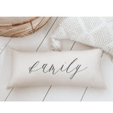 Family Lumbar Pillow: Vintage Farmhouse Style, Handmade Cotton Cushion Cover