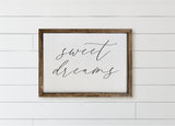 Sweet Dreams Wood Framed Sign: Rustic Farmhouse Wall Decor