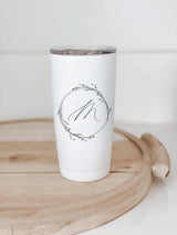 Travel Mug - Personalized Initial with Wreath - mug, coffee lover, tumbler, drinkware, everyday, travel