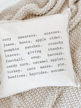 Throw Pillow - Fall Things - Autumn home decor, fall decor, housewarming gift, cushion cover, throw pillow, seasonal pillow
