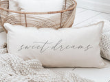 Handmade Lumbar Pillow Cover: Sweet Dreams Calligraphy, Organic Cotton