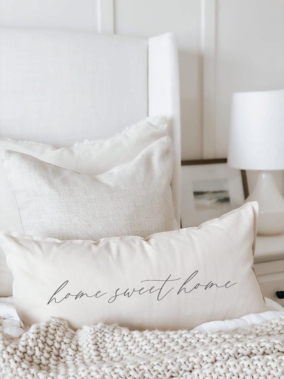 Lumbar Pillow - Home Sweet Home - Handmade in USA, Calligraphy Home Décor, Shop Small, New Home gift, Cushion Cover, Farmhouse Style
