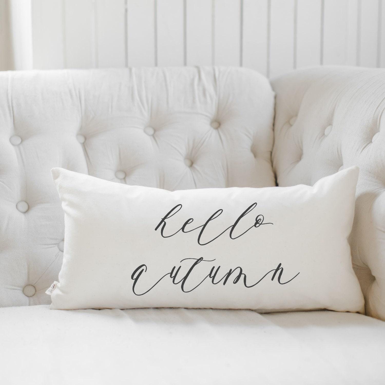 Lumbar Pillow - Hello Autumn, home decor, housewarming gift, cushion cover, throw pillow, fall decor, autumn