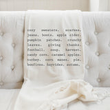 Throw Blanket - Fall Things, housewarming gift, decorative blanket, cozy, fall decor, autumn designs, soft and comfy