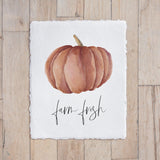Calligraphy Print - Farm Fresh Pumpkins Watercolor, modern calligraphy, home decor, 5x7 and 8x10, wall hanging, standing, fall decor, autumn