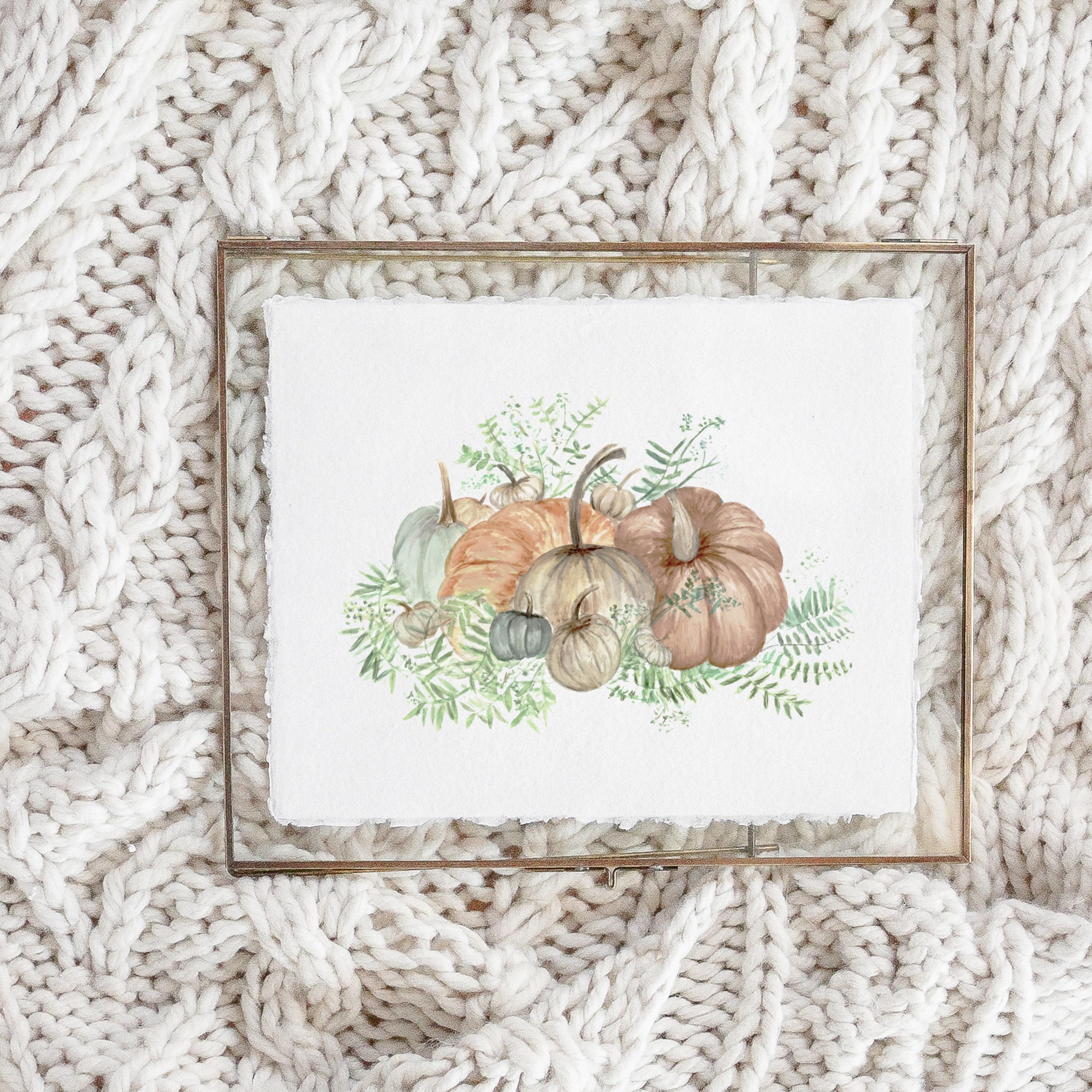 Fall Calligraphy Print - Pumpkin Bunch Watercolor, Fall Decor, Gift, Holiday Gift, Seasonal Home Decor