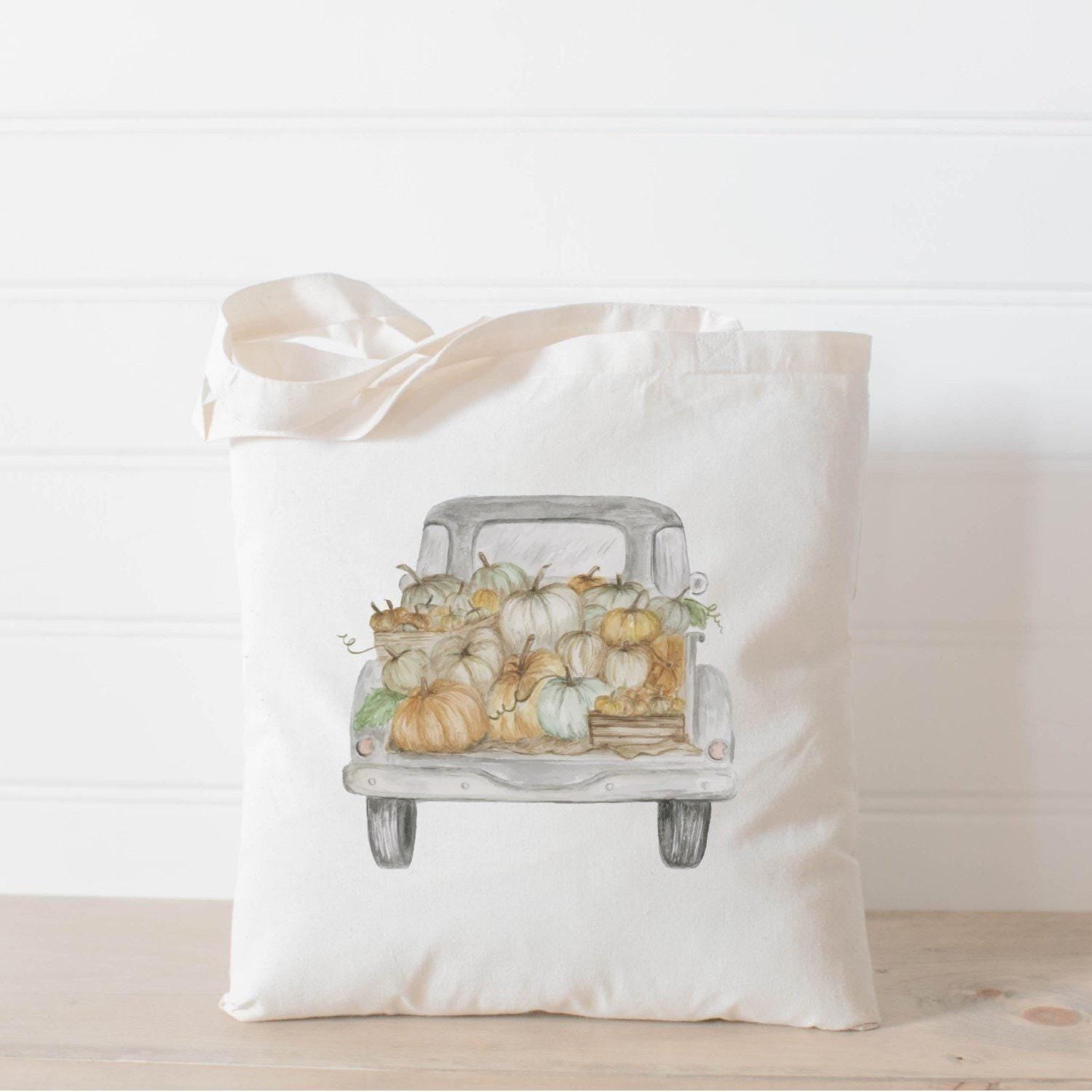 Tote Bags - Pumpkin Truck Watercolor