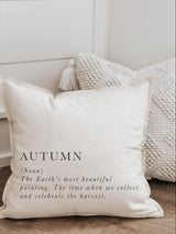 Throw Pillow - Autumn Definition - Autumn home décor, fall décor, cushion cover, throw pillow, seasonal pillow, cursive font décor