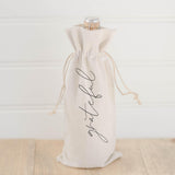 Wine Bag - Grateful, Calligraphy, hostess gift or wedding gift, engagement present