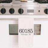 Personalized Zip Code Tea Towel: USA Made Kitchen Decor