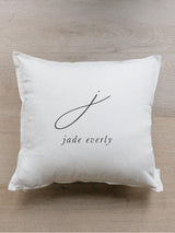 Throw Pillow - Calligraphy Initial - Handmade in USA, Organic Cotton, Calligraphy Home Decor, Shop Small, New Home gift