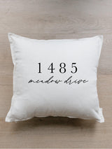 Throw Pillow - Personalized Street Address - Handmade, 100% Cotton, Calligraphy Home Decor, Shop Small, Housewarming gift!