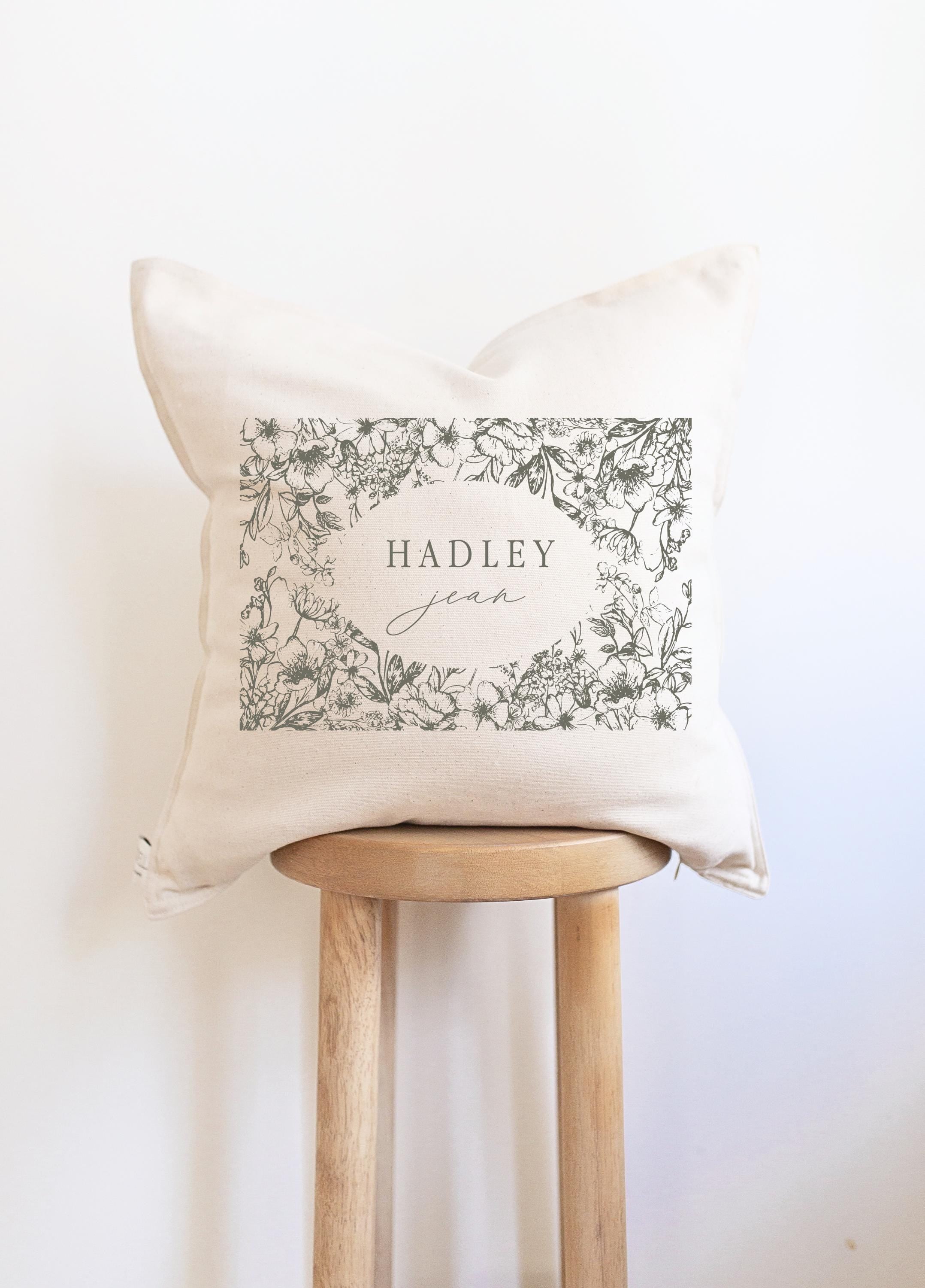 Throw Pillow - Personalized Baby Name Vintage - New baby gift, newborn, new mom gift, handmade, nursery decor, 100% organic cotton