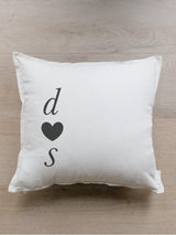 Personalized Initial Heart Throw Pillow: Organic Cotton Farmhouse Decor