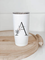 Travel Mug - Personalized Floral Initial - mug, coffee lover, tumbler, drinkware, everyday, travel