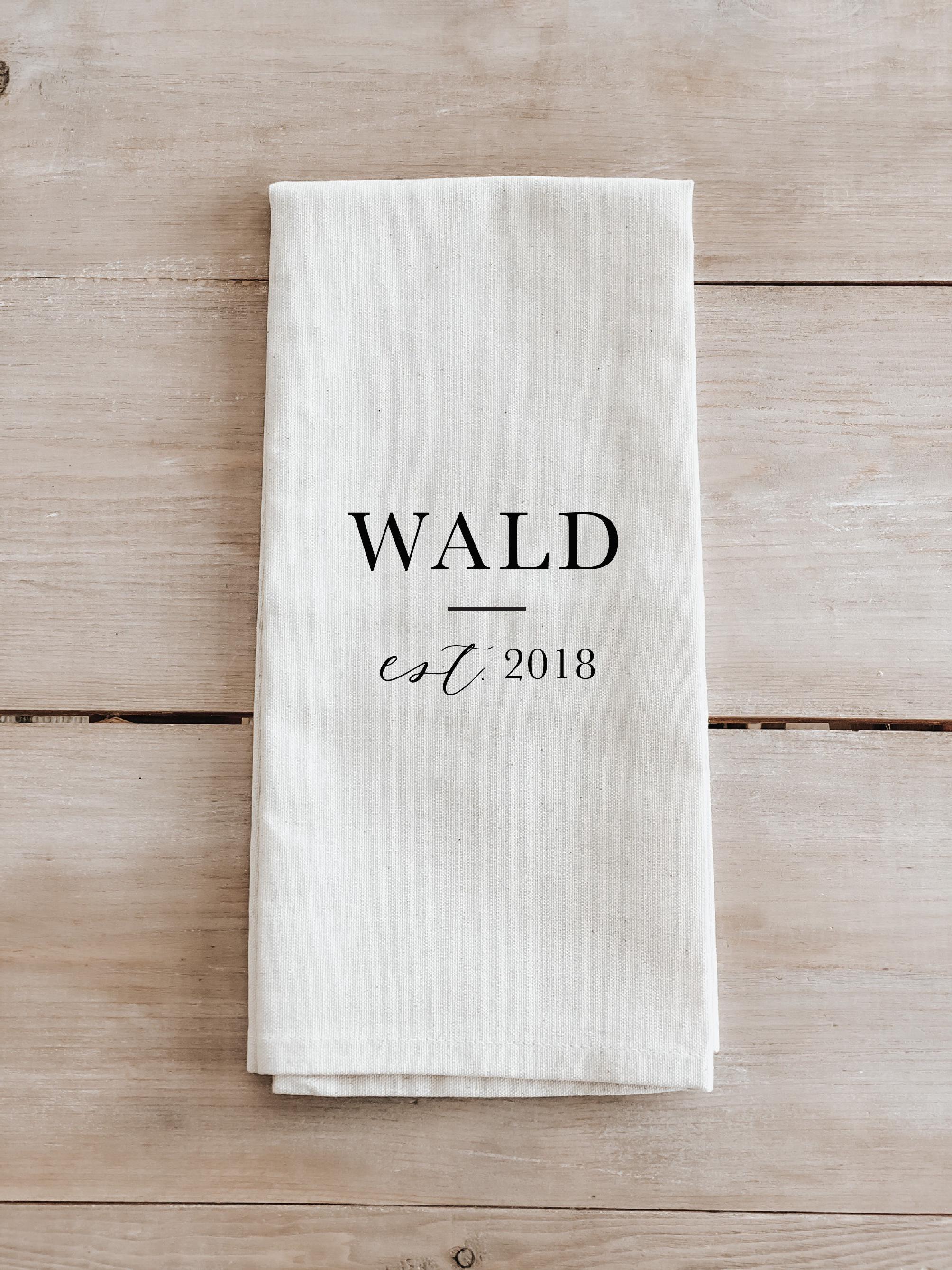 Personalized Last Name Kitchen Towel: Organic Cotton, USA Made