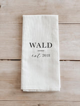 Personalized Last Name Kitchen Towel: Organic Cotton, USA Made