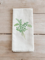 Organic Cotton Tea Towel: Eucalyptus Watercolor Print, USA Made