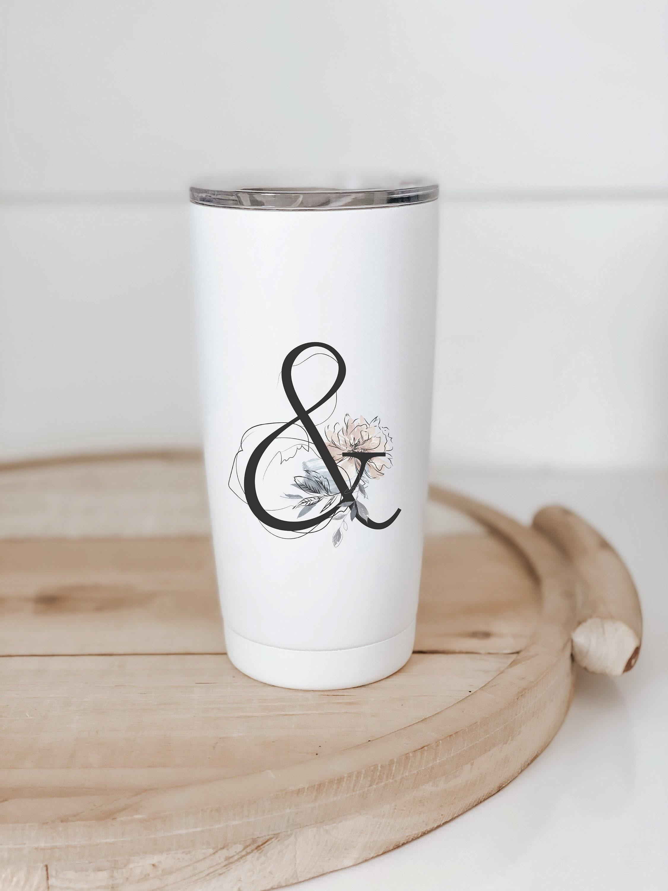 Personalized Travel Mugs - Personalized Floral Initial