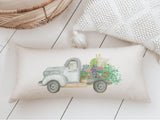 Flower Truck Lumbar Pillow: Watercolor Spring Decor, Handmade Organic Cotton