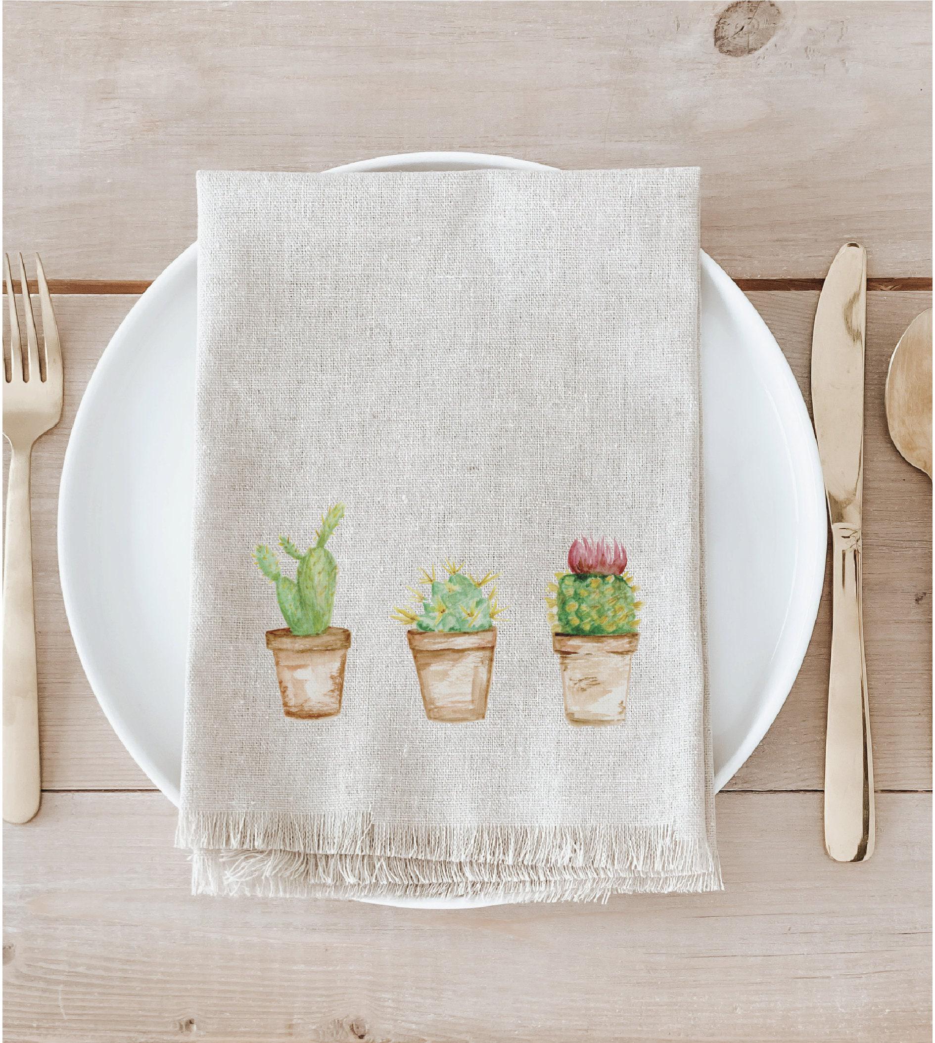 Napkin - Cactus Watercolor, home decor, housewarming gift, tableware, place setting, home decor, dinner party, place setting, table setting