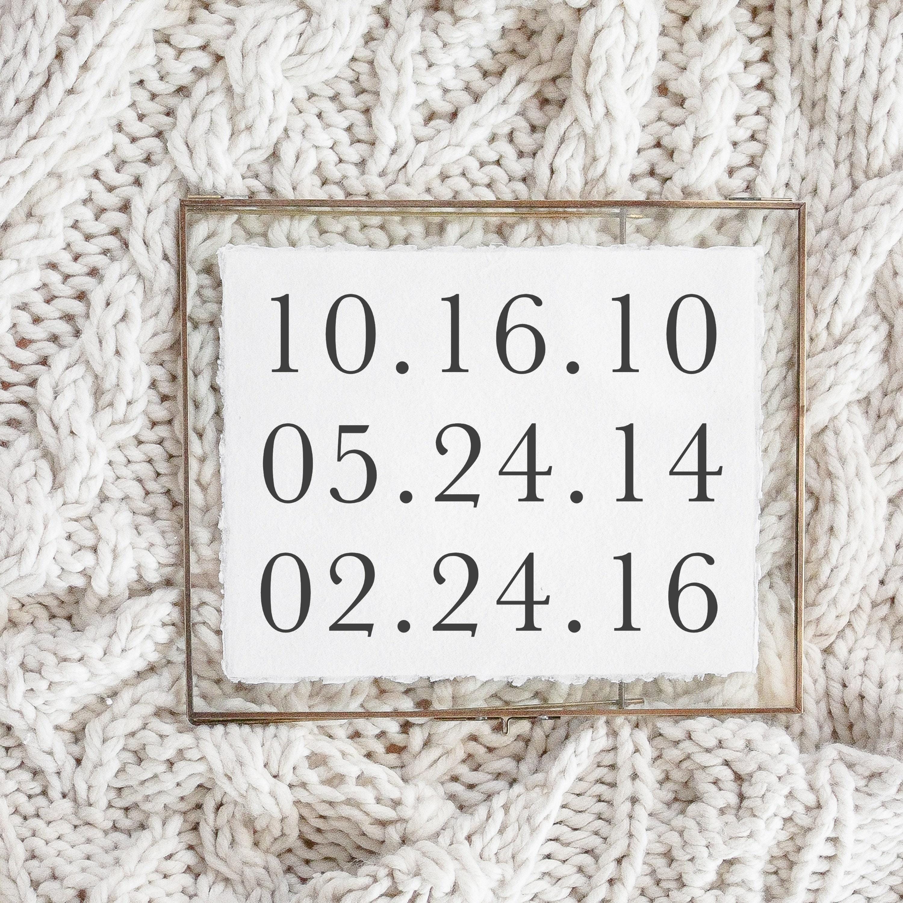 Personalized Dates Calligraphy Print: Handmade Paper, Rustic Farmhouse Decor