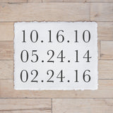 Personalized Dates Calligraphy Print: Handmade Paper, Rustic Farmhouse Decor