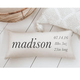 Personalized Birth Stats Lumbar Pillow: Organic Cotton Nursery Decor