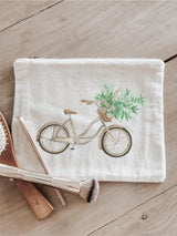 Floral Bike Cosmetic Bag: Organic Cotton Pencil Case, USA Handmade