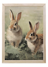 Wood Framed Print - Bunnies - Handmade in USA, gallery wall art, framed decor