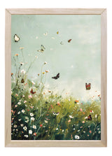 Wood Framed Print - Butterfly Field - Handmade in USA, gallery wall art, framed decor