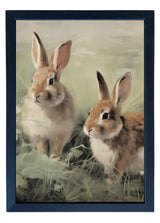 Wood Framed Print - Bunnies - Handmade in USA, gallery wall art, framed decor