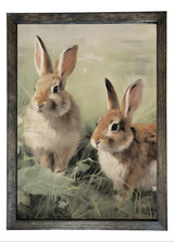 Wood Framed Print - Bunnies - Handmade in USA, gallery wall art, framed decor