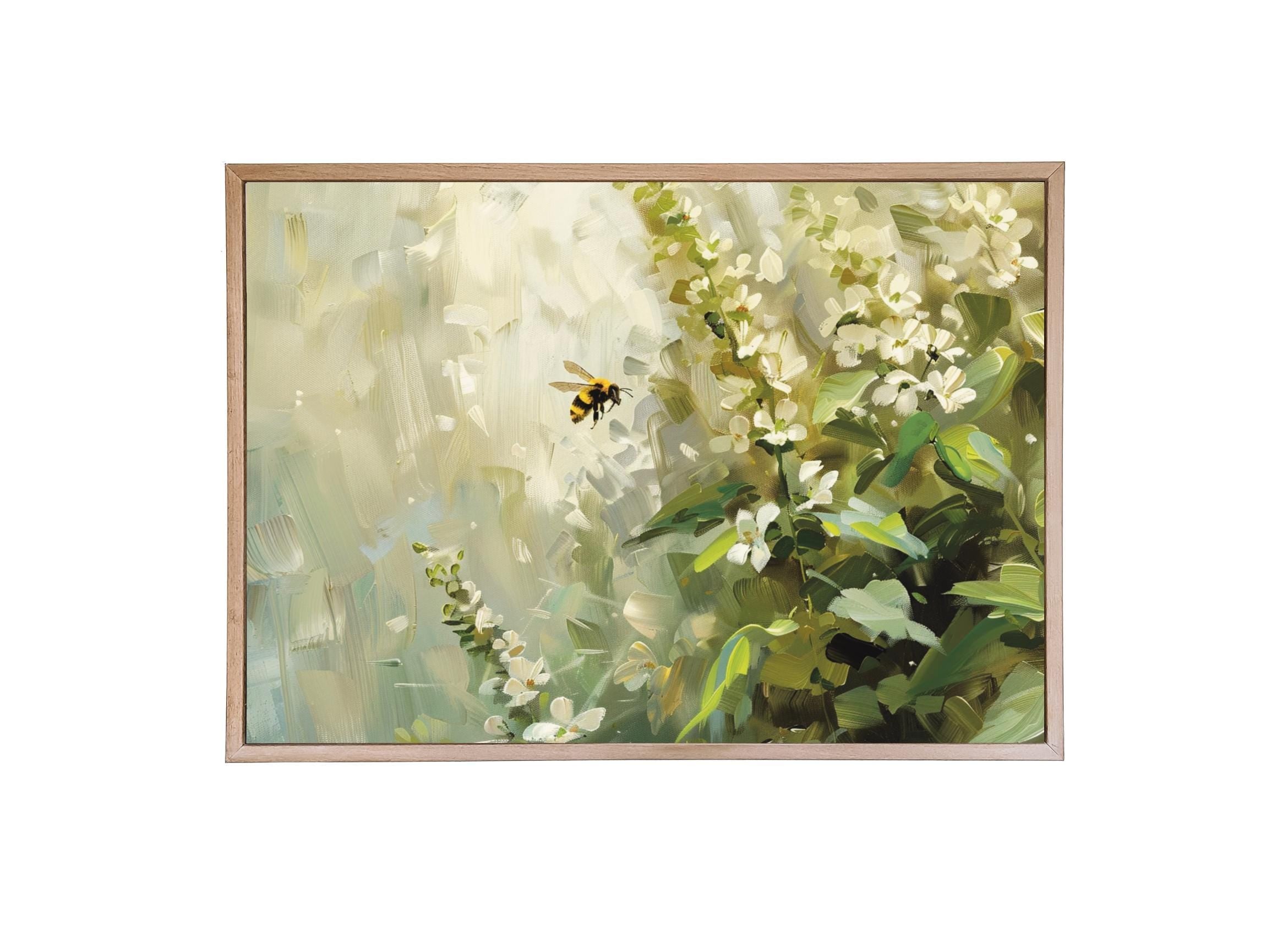 Wood Framed Print - Bees Buzzing - Handmade in USA, gallery wall art, framed decor