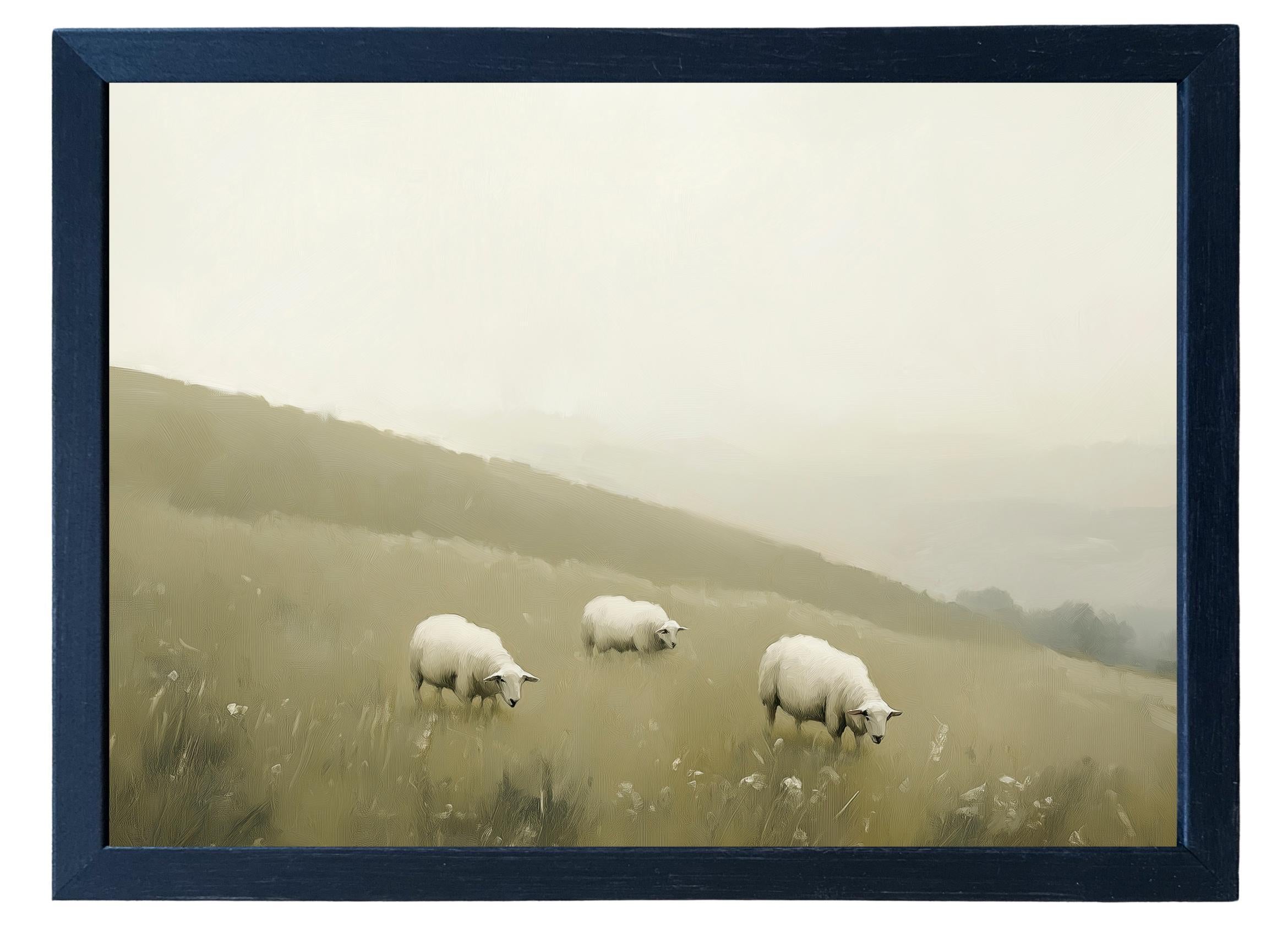Wooden Frames - Grazing Sheep