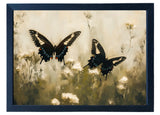 Wood Framed Print - Butterfly Pair - Handmade in USA, gallery wall art, framed decor