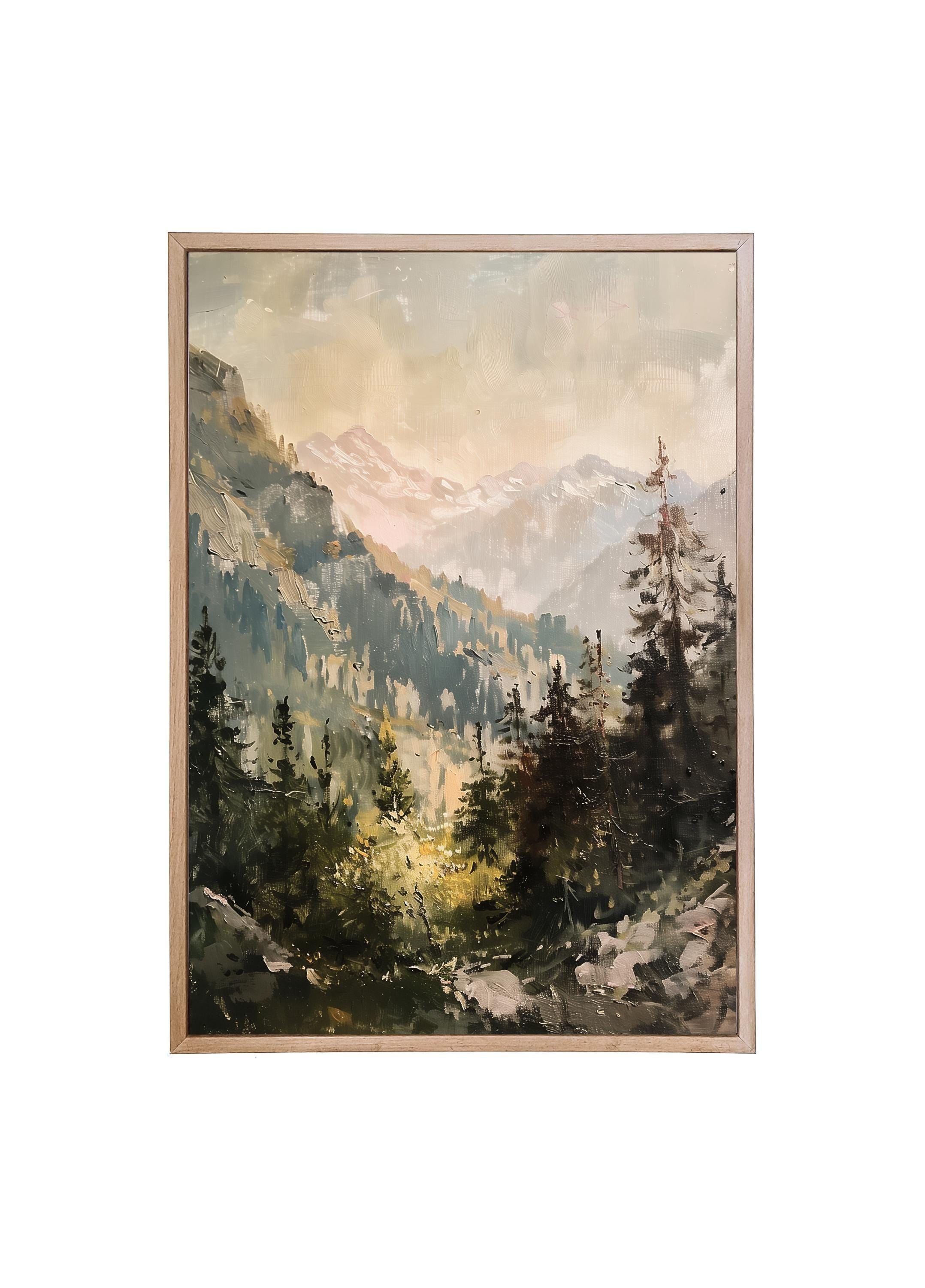 Wood Framed Print - Mountain Scene - Handmade in USA, gallery wall art, holiday wall art, christmas decor, framed decor