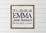 Wood Framed Sign - Personalized Classic Birth Stats , home decor, gallery wall, new baby gift, framed decor, farmhouse style, new mom gift