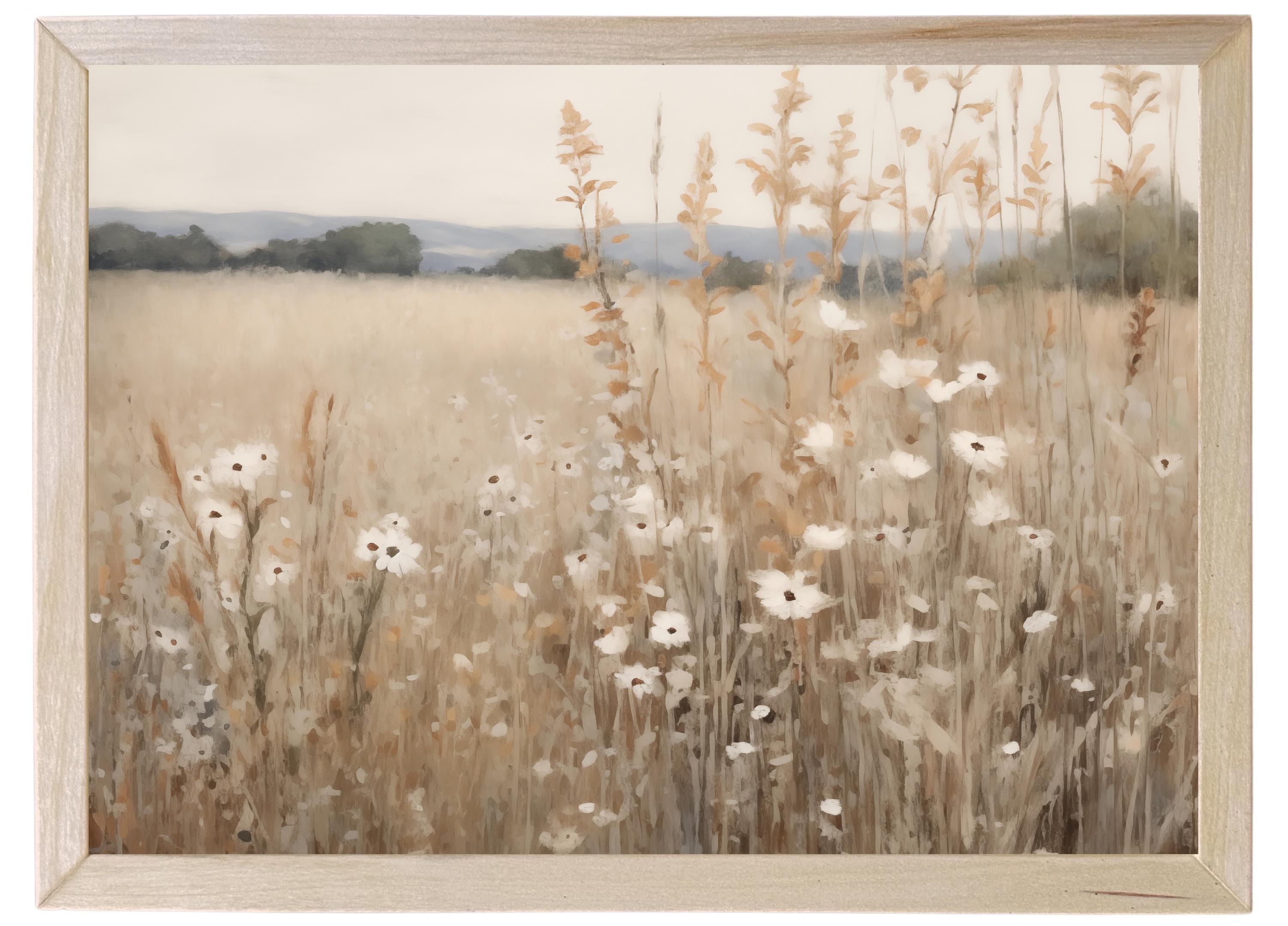 Wood Framed Print - Golden Grass Horizontal - Handmade in USA, gallery wall art, framed decor