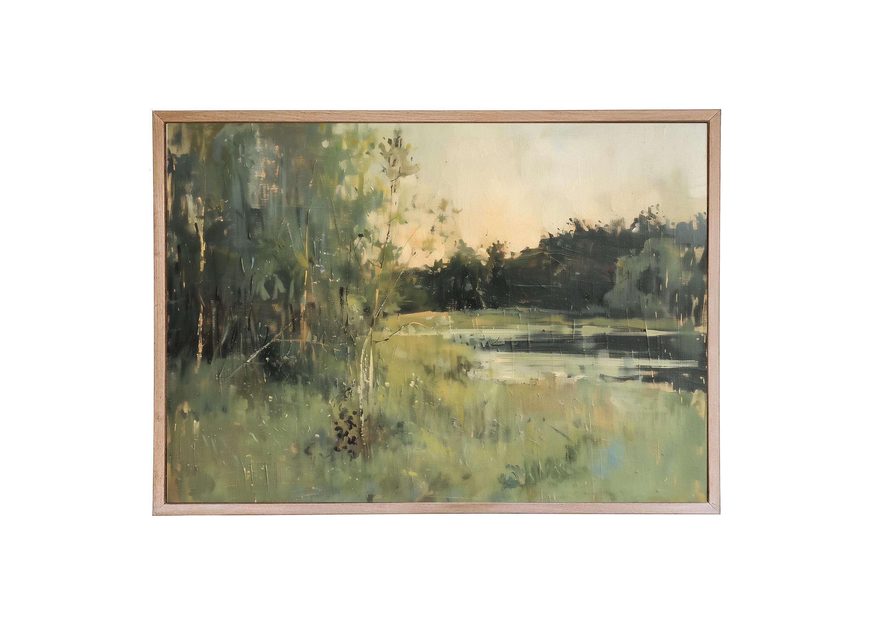 Wood Framed Print - Waterside Brush - Handmade in USA, gallery wall art, framed decor